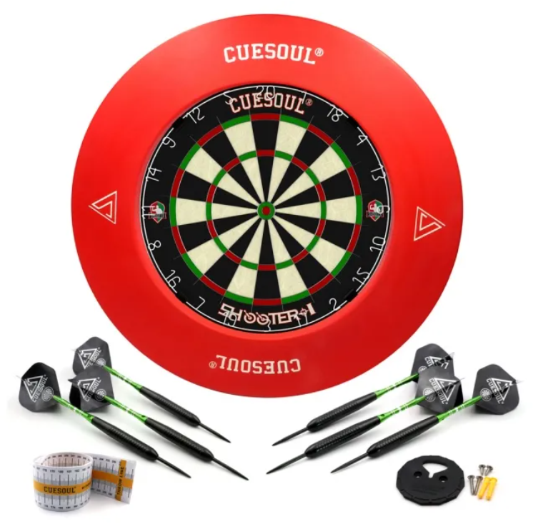8. CUESOUL Shooter-I 18" 1-1/2" 공식 크기 토너먼트 강철 다트보드(서라운드 포함), WDF 승인