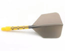 3T. CUESOUL T19 ROST 1-Piece, Yellow Shaft / Gray Flight, Big Wing Shape, Size M & L