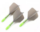 3T. CUESOUL T19 ROST 1-Piece, Green Shaft / Gray Flight, Big Wing Shape, Size M & L