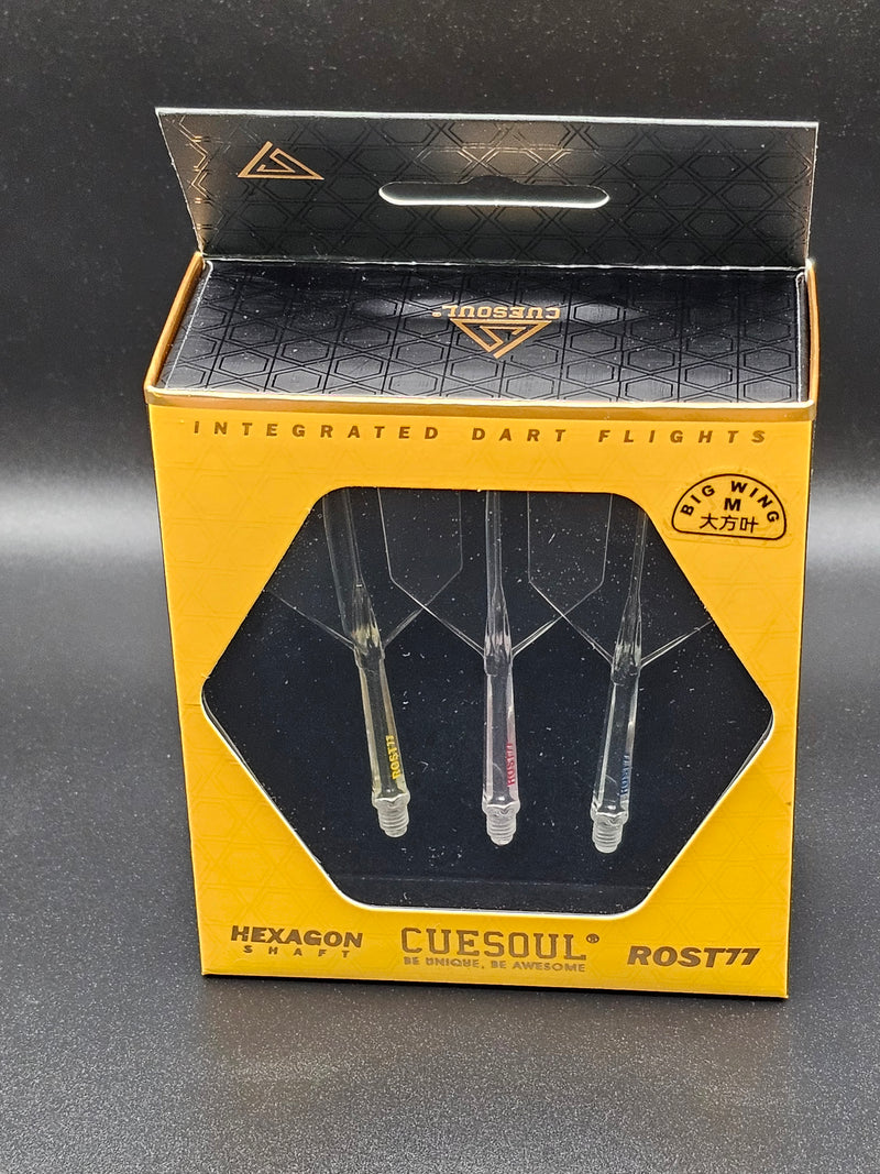 3T. CUESOUL T19 ROST 1-Piece, Block Shaft / Gray Flight, Big Wing Shape, Size M &amp; L