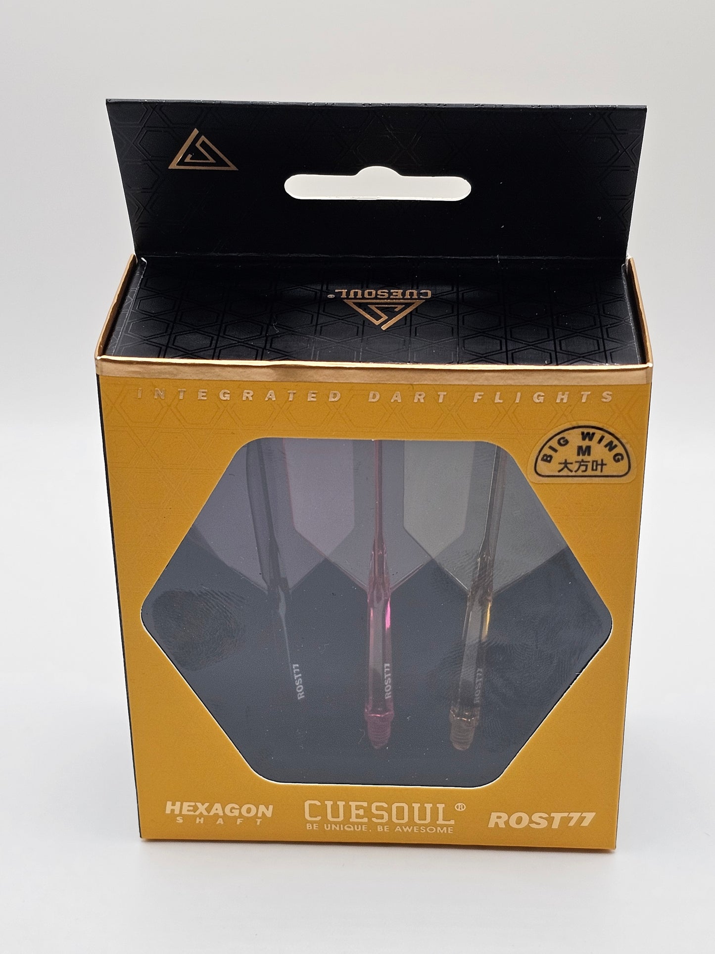 3T. CUESOUL T19 ROST 1-Piece, Block Shaft / Gray Flight, Big Wing Shape, Size M &amp; L