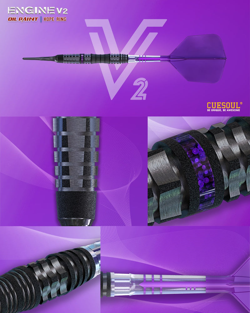 1. CUESOUL Engine Darts V2 18g/20g Soft Tip Dart - Oil Paint Finish with ROST T19 CARBON Flight