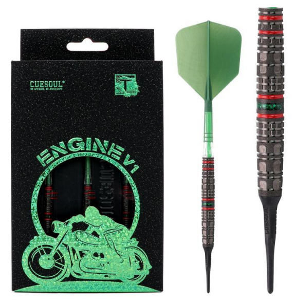 1. CUESOUL Engine Darts V1 19g/21g Soft Tip Dart - Oil Paint Finish with ROST T19 CARBON Flight