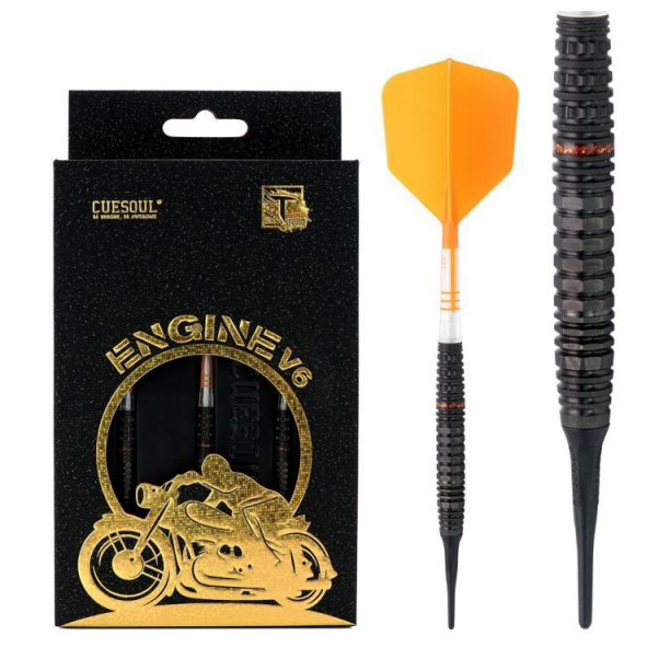 1. CUESOUL Engine Darts V6 18g/20g Soft Tip Dart - Oil Paint Finish with ROST T19 CARBON Flight