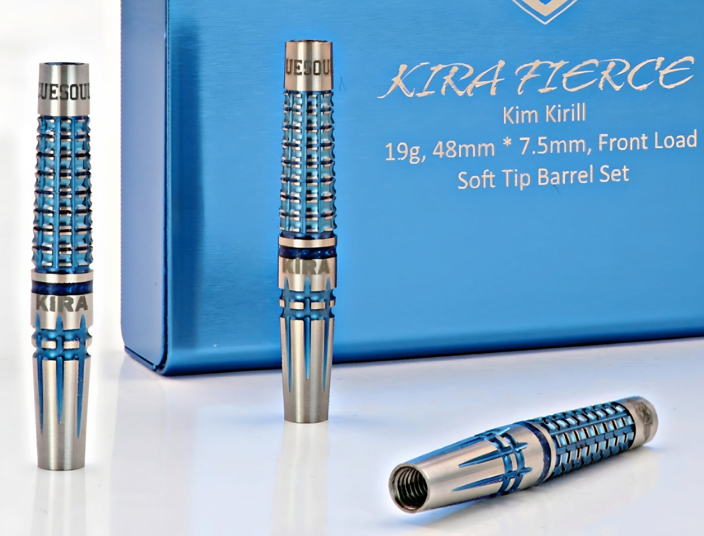 1. CUESOUL KIRA 2.0 Design 19g Soft Tip 90% Tungsten Dart Barrel Set, Front Load