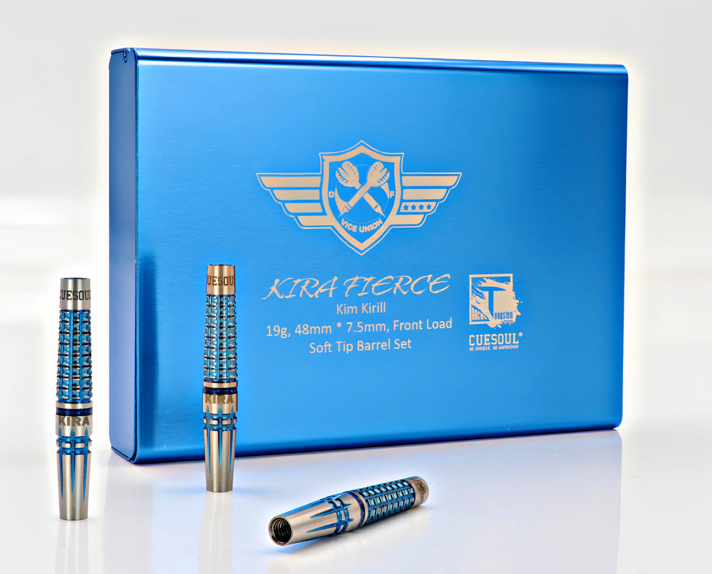 1. CUESOUL KIRA 2.0 Design 19g Soft Tip 90% Tungsten Dart Barrel Set, Front Load