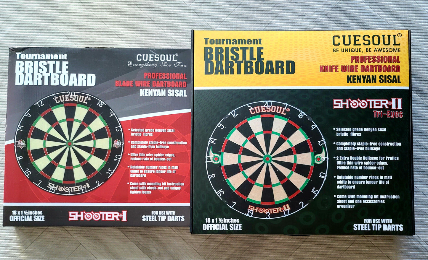 8. CUESOUL Shooter-II Tri-Eyes 18"*1-1/2" 공식 크기 토너먼트 사이잘 브리슬 다트보드