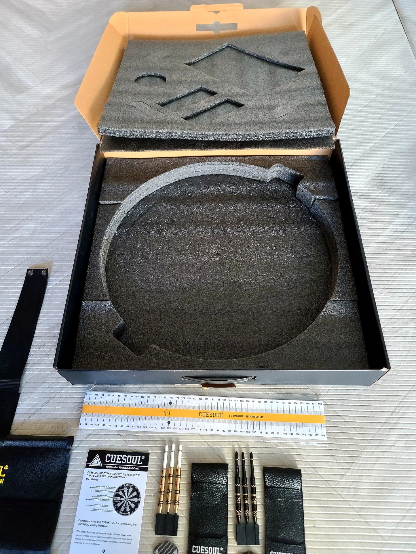 8. CUESOUL Shooter-II Tri-Eyes 18"*1-1/2" 공식 크기 토너먼트 사이잘 브리슬 다트보드