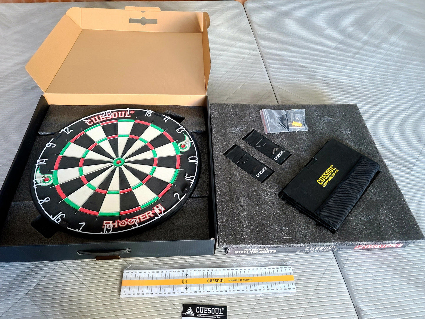 8. CUESOUL Shooter-II Tri-Eyes 18"*1-1/2" 공식 크기 토너먼트 사이잘 브리슬 다트보드