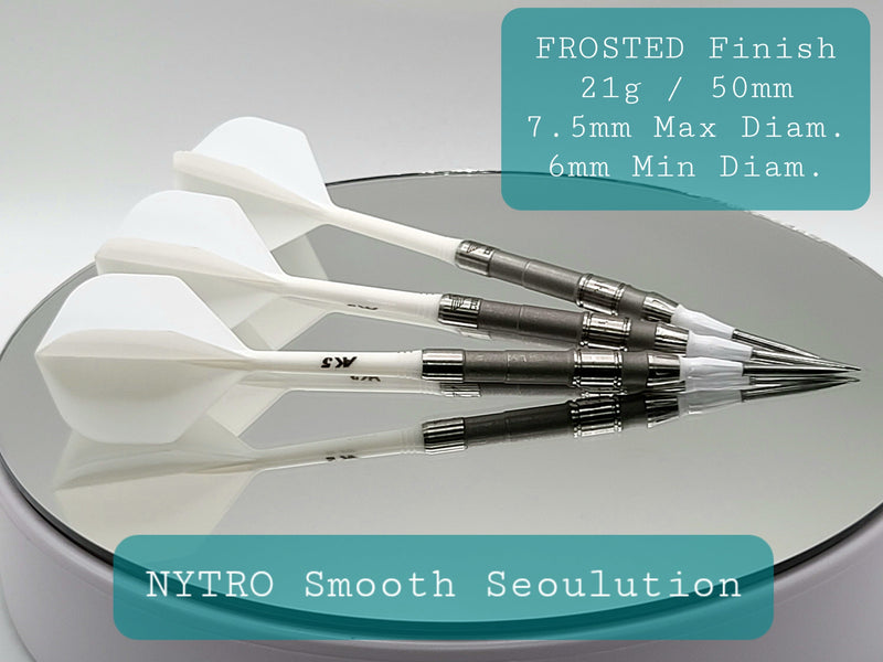 1. CUESOUL NYTRO smooth seoullution design, 21g soft tip 90% tungsten dart barrel set, front load shape