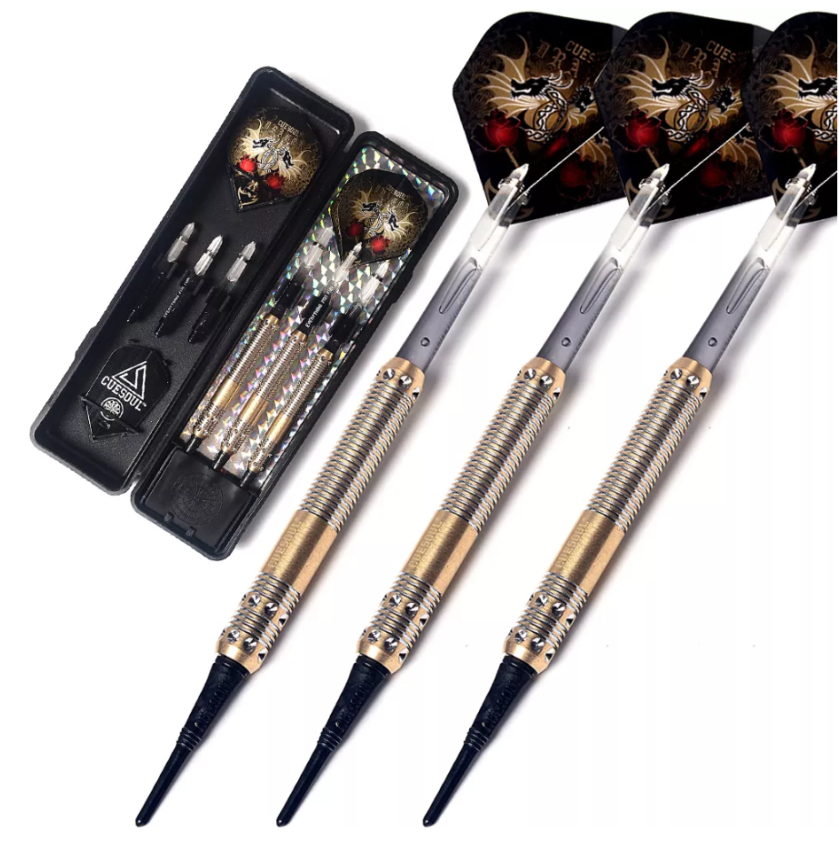 1BR. CUESOUL 브라스 다트, 드래곤 16g 소프트 팁 다트 세트