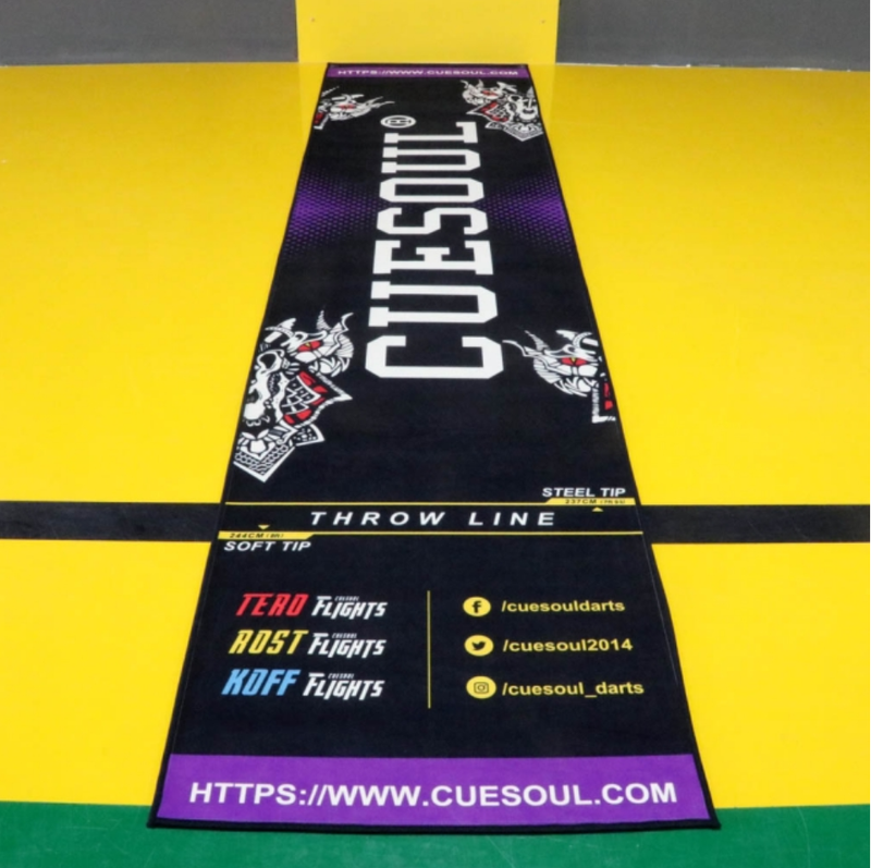 8. CUESOUL dart mats include both official soft and steel tip throwlines (7 designs).