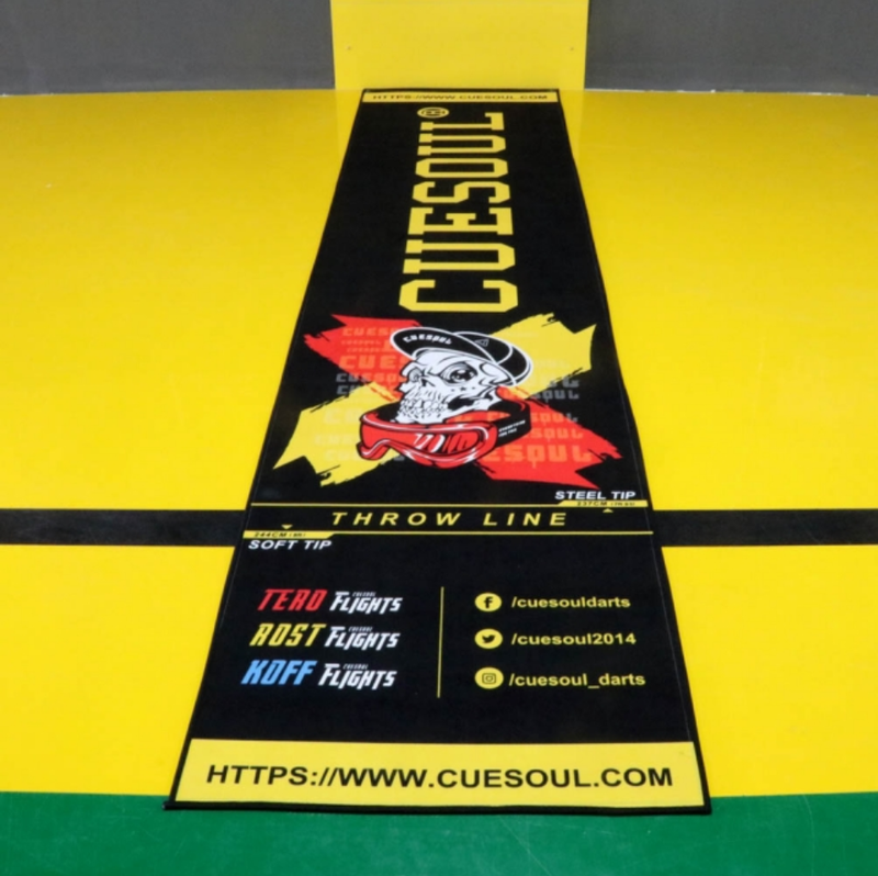 8. CUESOUL dart mats include both official soft and steel tip throwlines (7 designs).