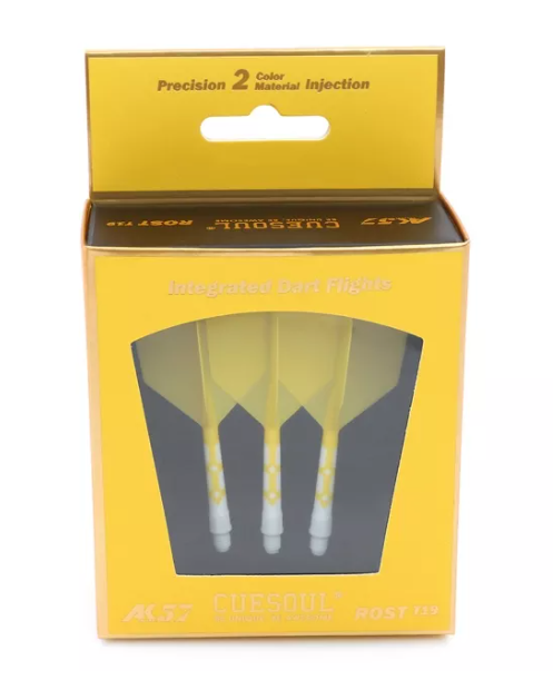 3T. CUESOUL T19 ROST 1-Piece, White Shaft / Yellow Flight, Big Wing Shape, Size M &amp; L