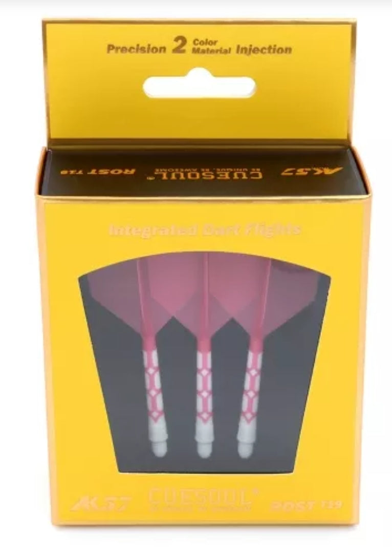 3T. CUESOUL T19 ROST 1-Piece, White Shaft / Pink Flight, Big Wing Shape, Size M